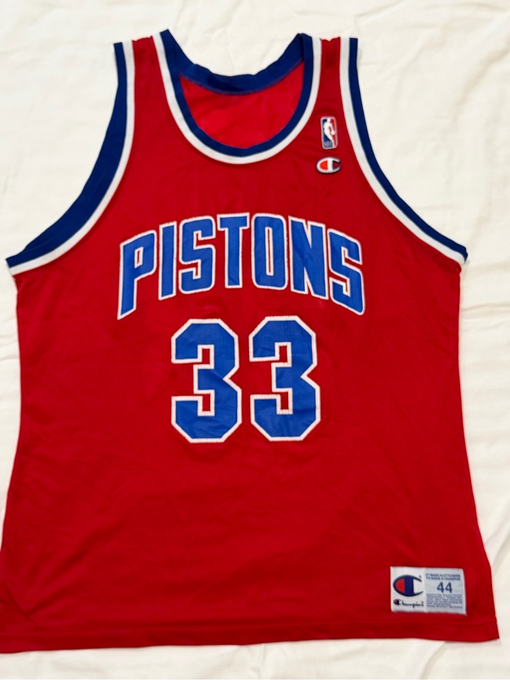 Vintage Grant Hill #33 Detroit Pistons Champion NBA Jersey Red Size 44 90s